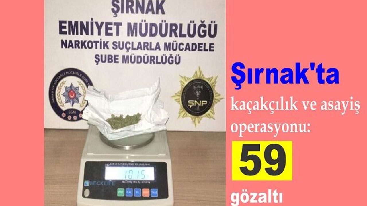 Şırnak'ta kaçakçılık ve asayiş operasyonu: 59 gözaltı