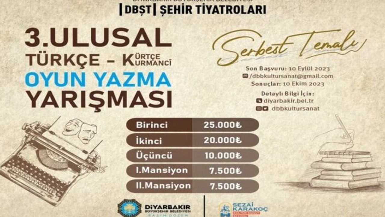 Diyarbakır Şehir Tiyatrosu Kürtçe- Türkçe oyun yazma yarışması düzenledi