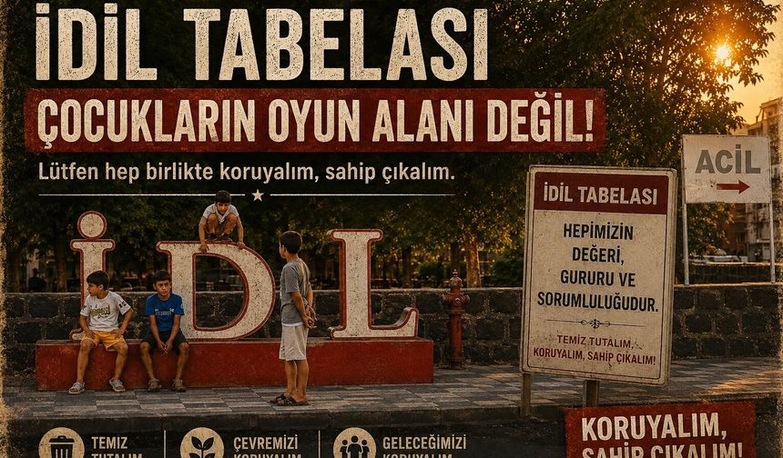 İdil Tabelası Çocukların Oyun Alanına Dönüştü